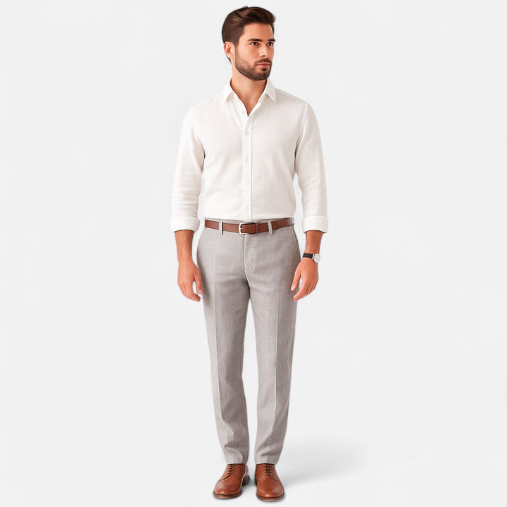 Linnen broek met elastische taille en zijzakken