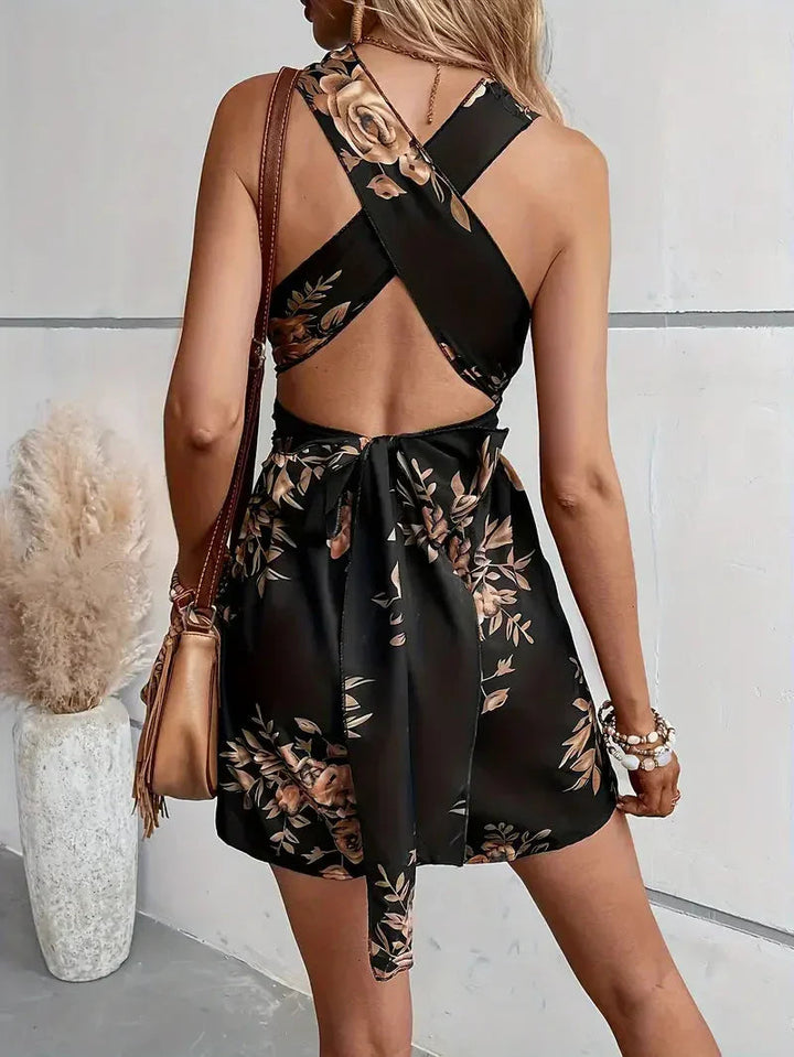 Mini Jurk voor Dames met Bloemenprint en Spaghettibandjes