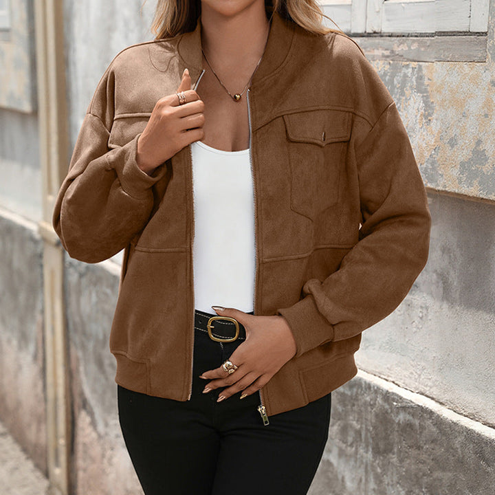 Dames Oversized Bomberjack met Lange Mouwen en Borstzakken