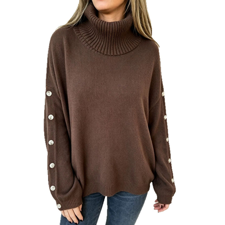 Mara | Dames Oversized lange mouwen-Turtleneck-Pullover met Knopen