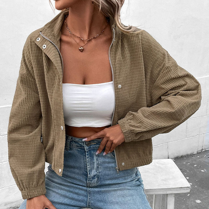 Dames Cropped lange mouwenjacke met Zakken