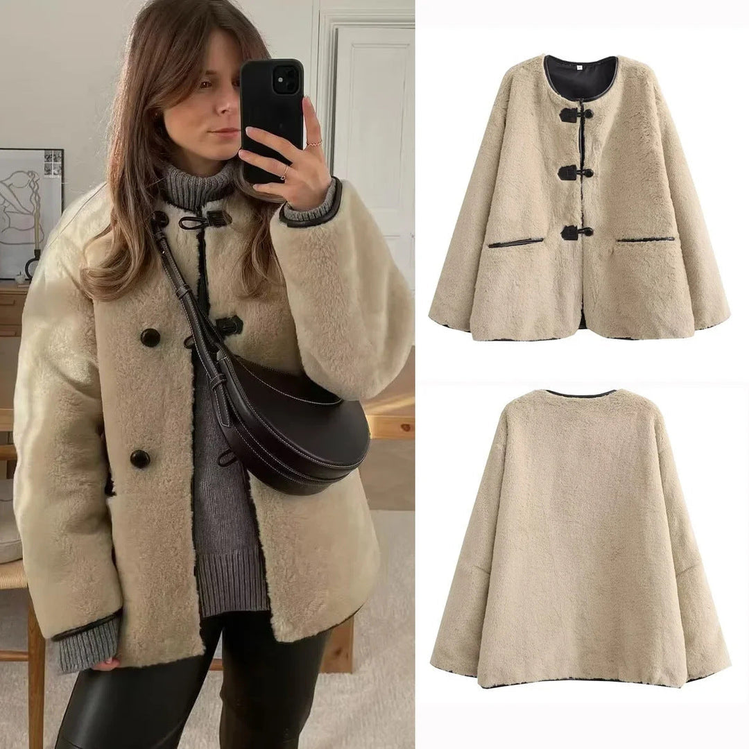 Dames Cropped Ronde halsjacke met Zakken