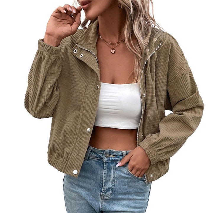 Dames Cropped lange mouwenjacke met Zakken