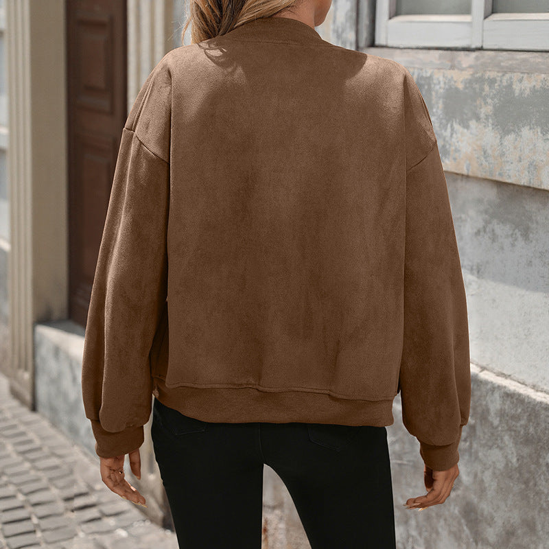 Dames Oversized Bomberjack met Lange Mouwen en Borstzakken