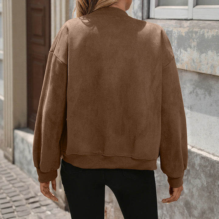 Dames Oversized Bomberjack met Lange Mouwen en Borstzakken