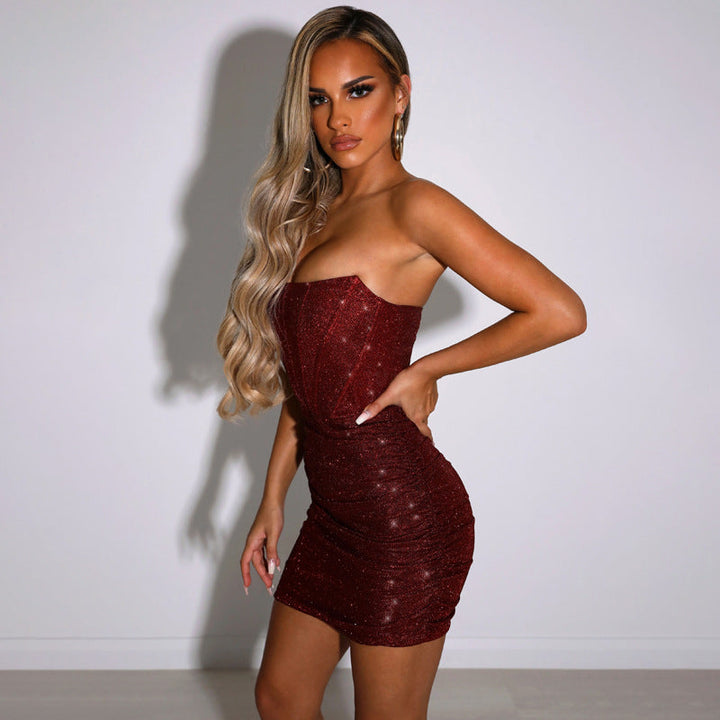 Lara - Mini Glitterjurk met glamour corset