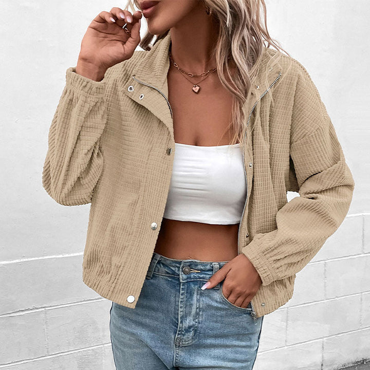 Dames Cropped lange mouwenjacke met Zakken