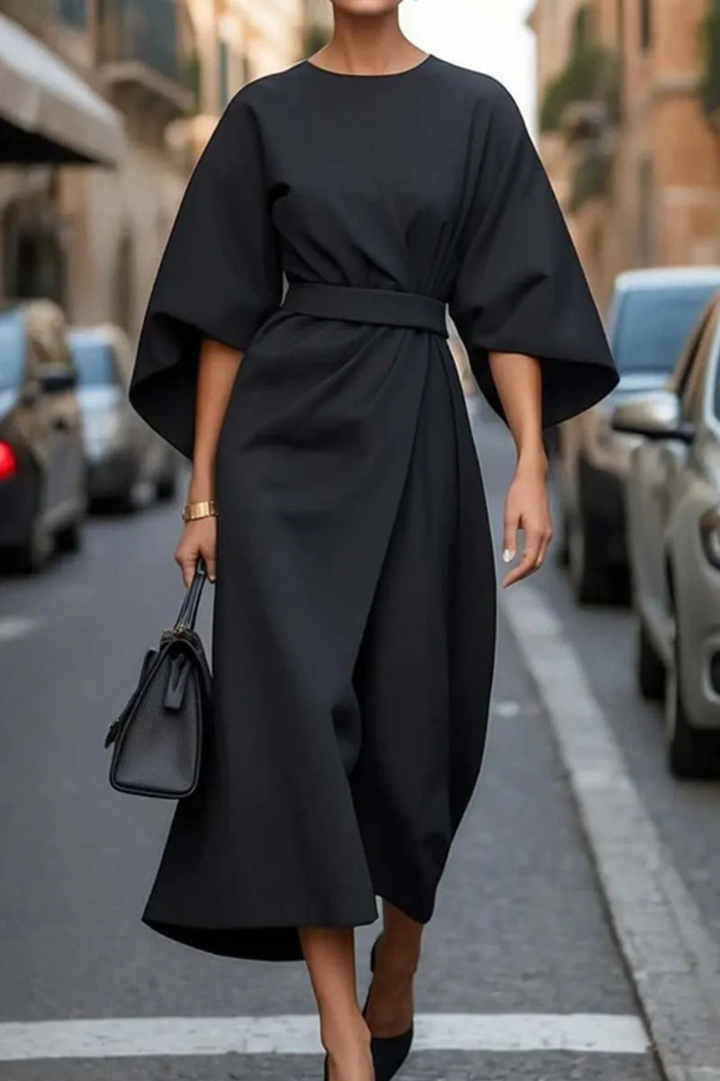 Nadine - Elegante midi jurk met ballonmouwen