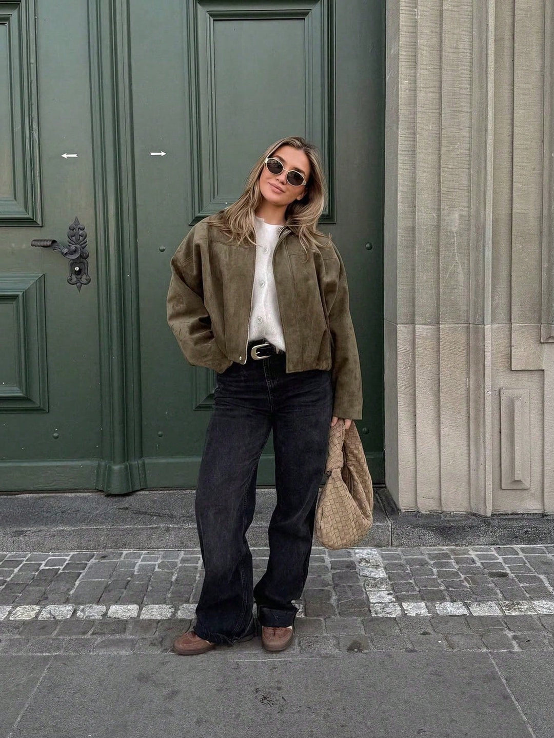 Oversized bomberjack met rits en opstaande kraag