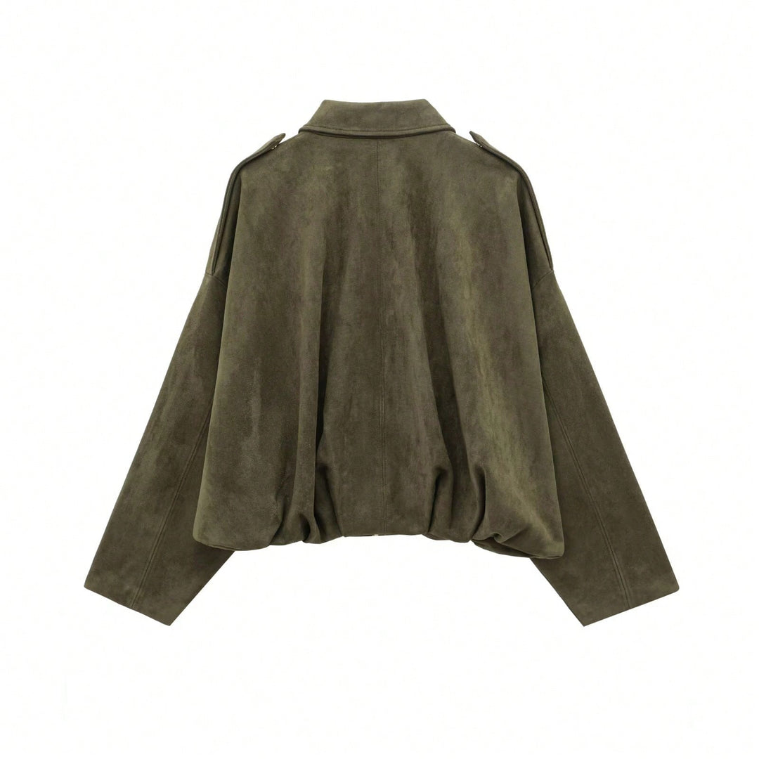 Oversized bomberjack met rits en opstaande kraag