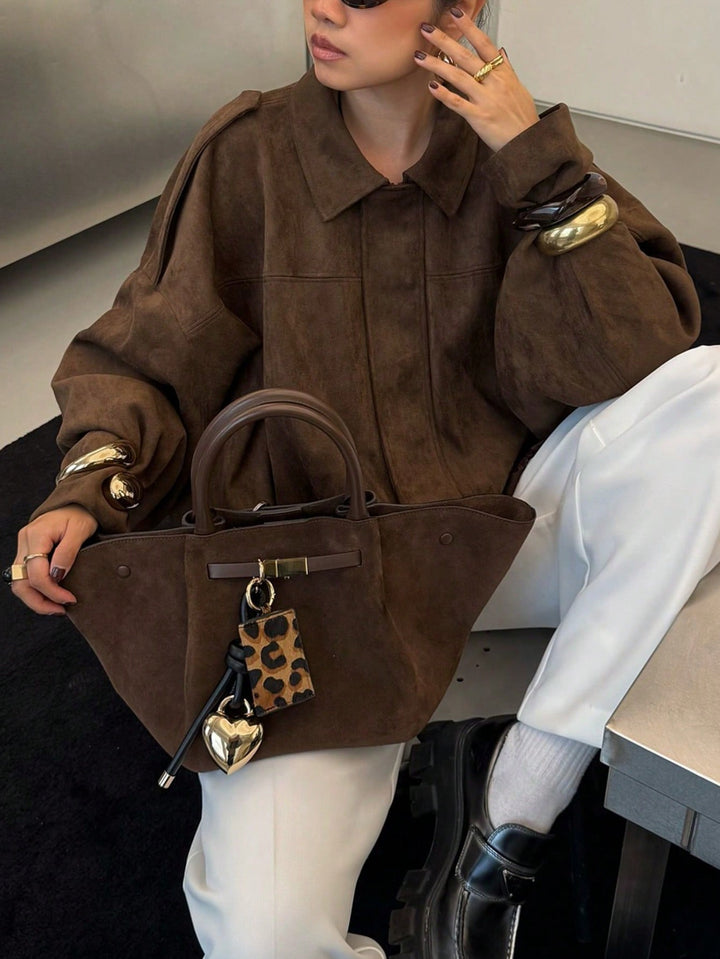 Oversized bomberjack met rits en opstaande kraag