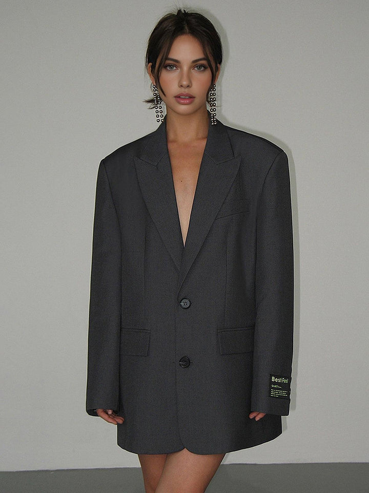 Oversized lange blazer met reverskraag