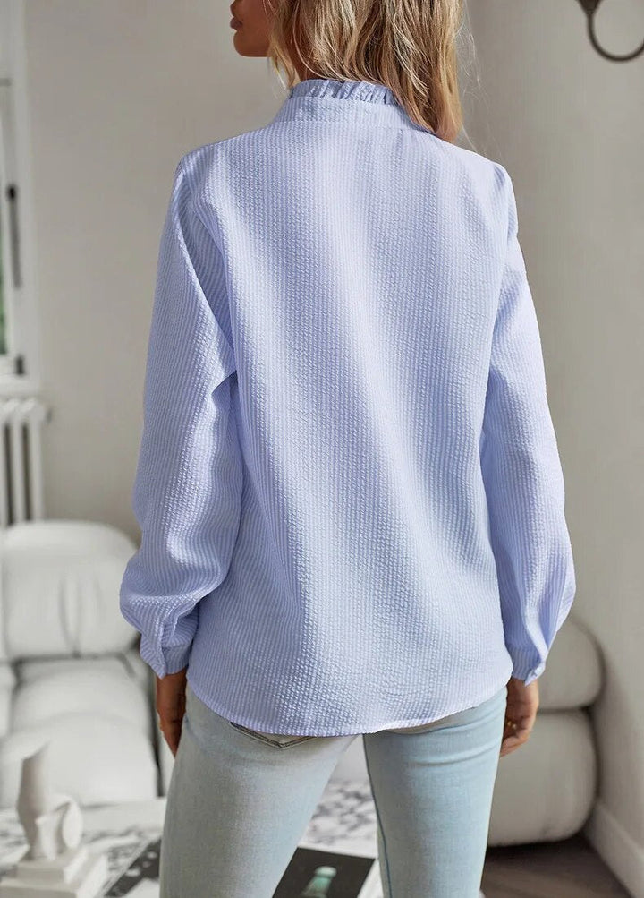 Jamie - Blouse met ruffles en opstaande kraag