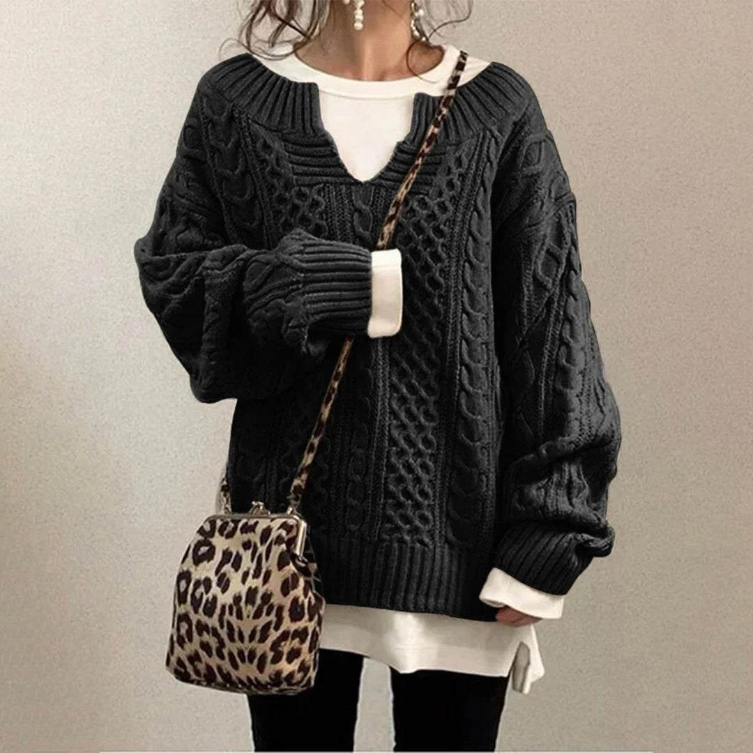 Oversized gebreide trui met kabelpatroon