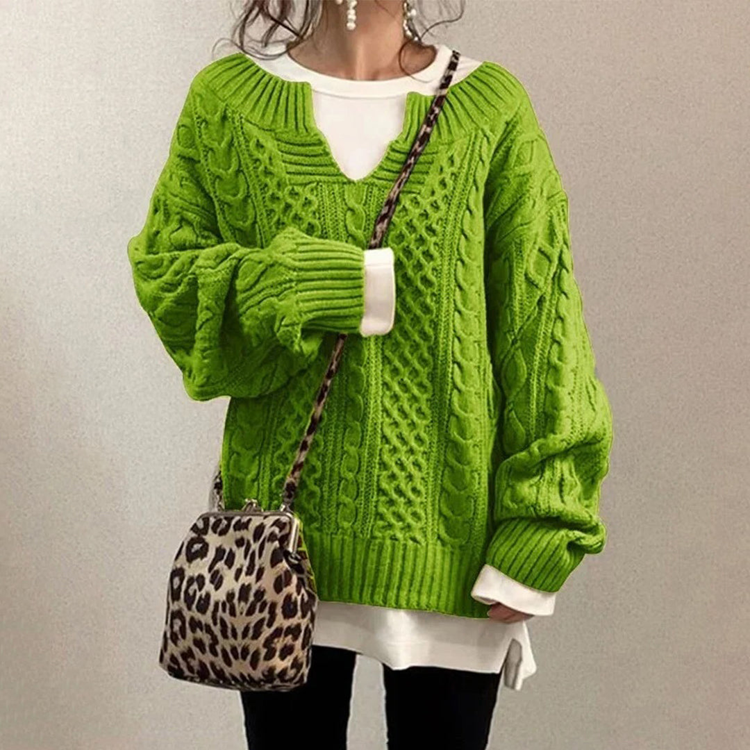 Oversized gebreide trui met kabelpatroon