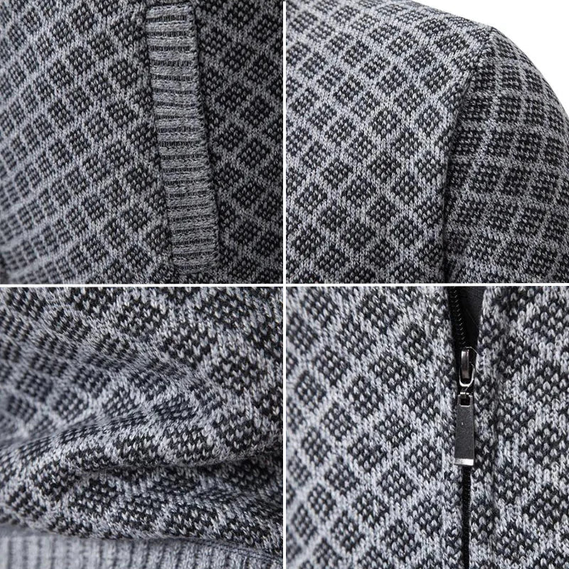 Heren Textured Zip-Up Brei Cardigan