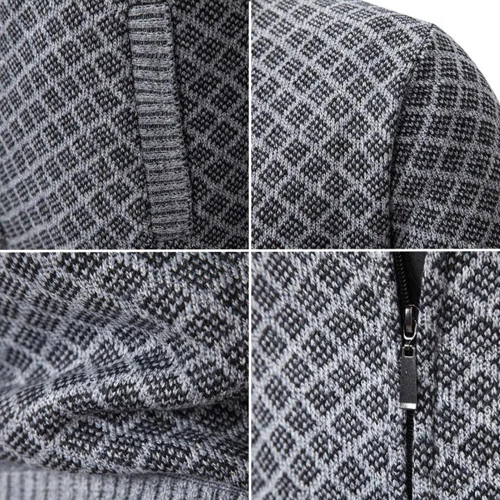 Heren Textured Zip-Up Brei Cardigan