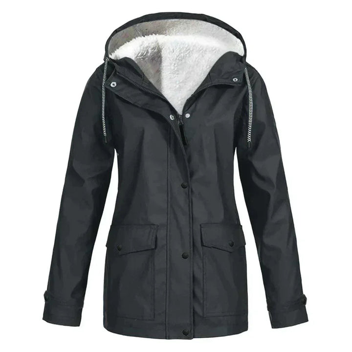 Regenjas met fleece voering en capuchon