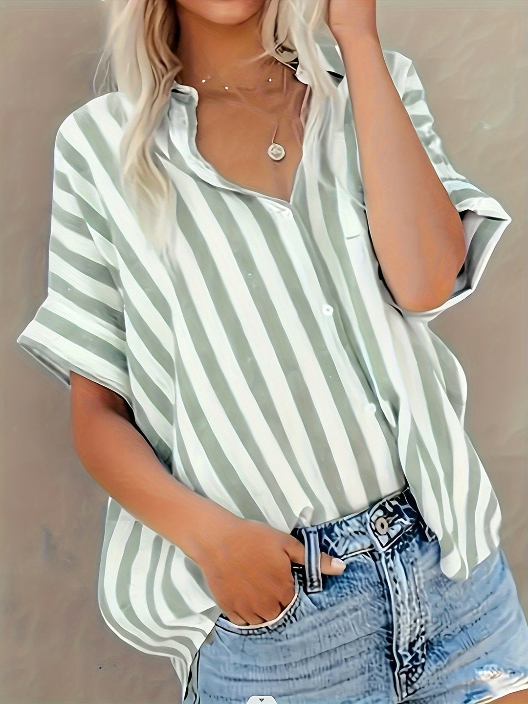 Bojana - Gestreepte blouse met korte mouwen