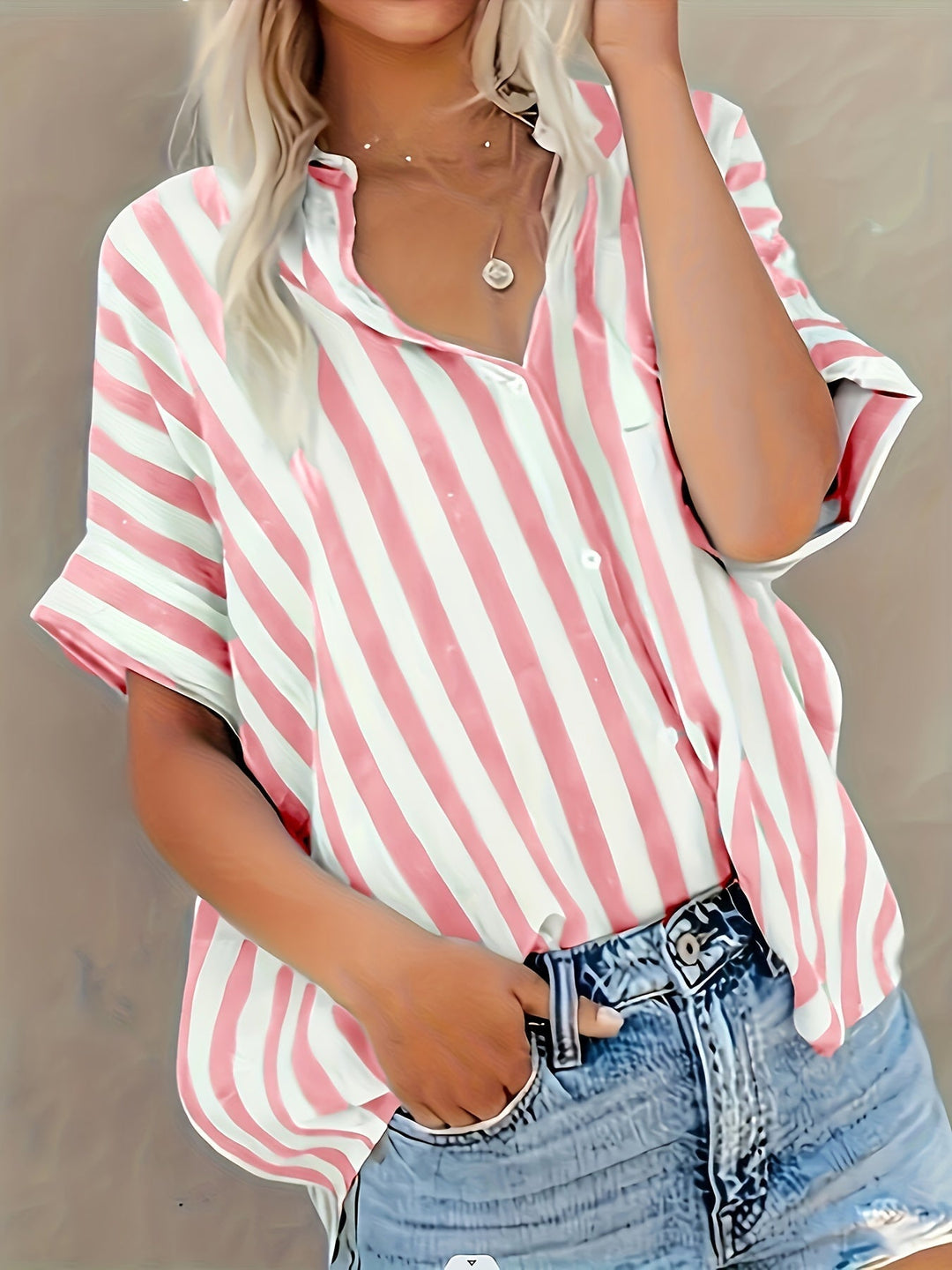 Bojana - Gestreepte blouse met korte mouwen