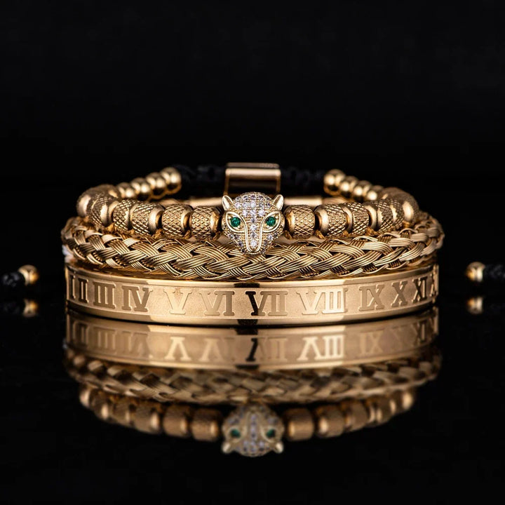 Roman Panther Drie-laags Armband Set