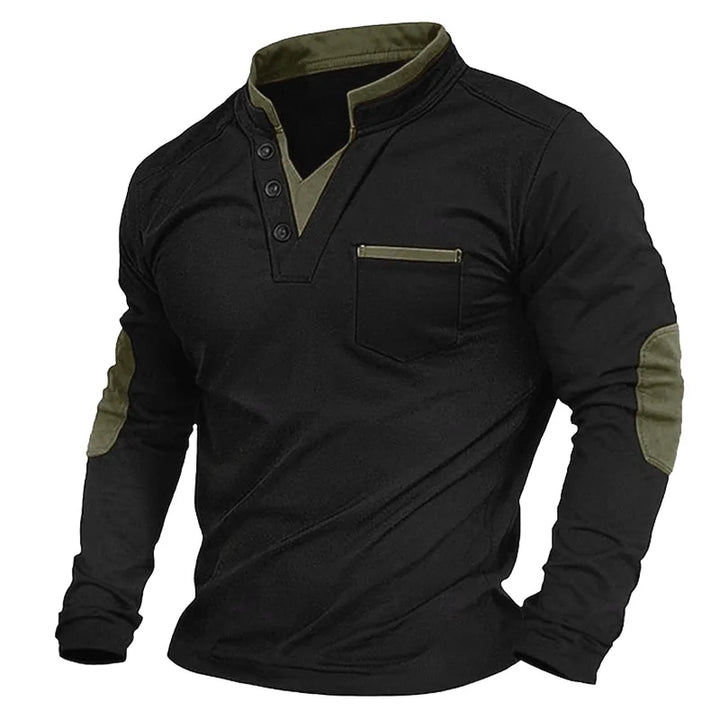 Heren Lange Mouwen Henley V-Hals Trui