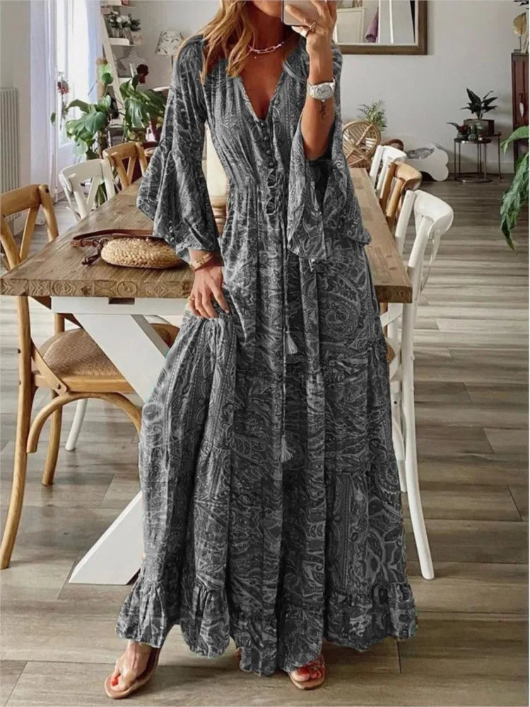 Juultje - Bohomian maxi jurk met print