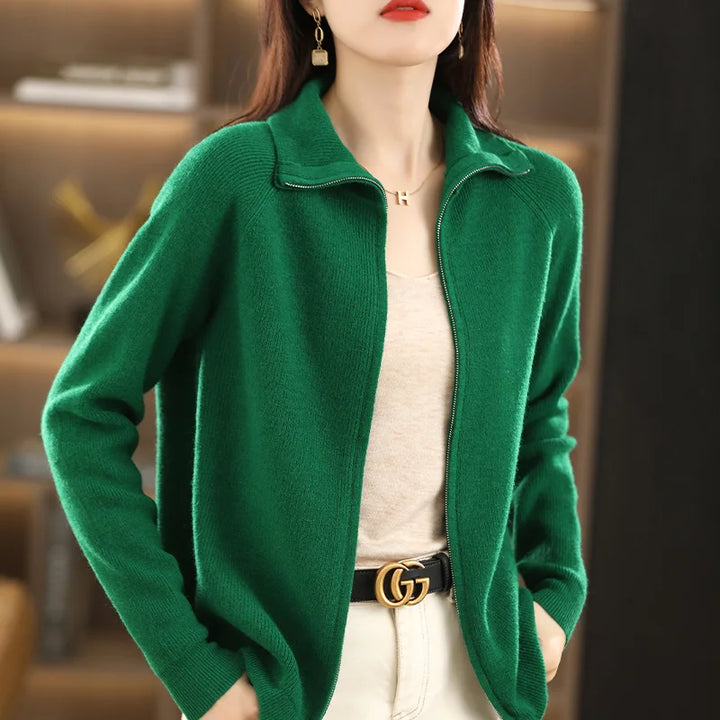 Dames Cardigan met Dubbele Rits Sluiting