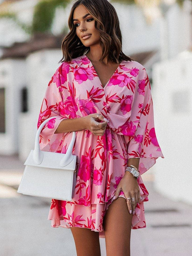Joyce - Wijde mini jurk met zomerse flair
