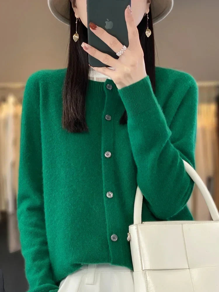 Dames Zachte Lange Mouwen Knopen Trui Cardigan
