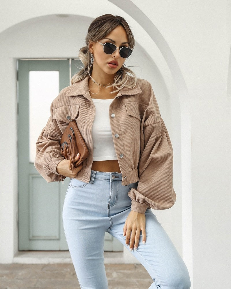 Sofia | Dames Cropped Jack met Zakken en Knopen
