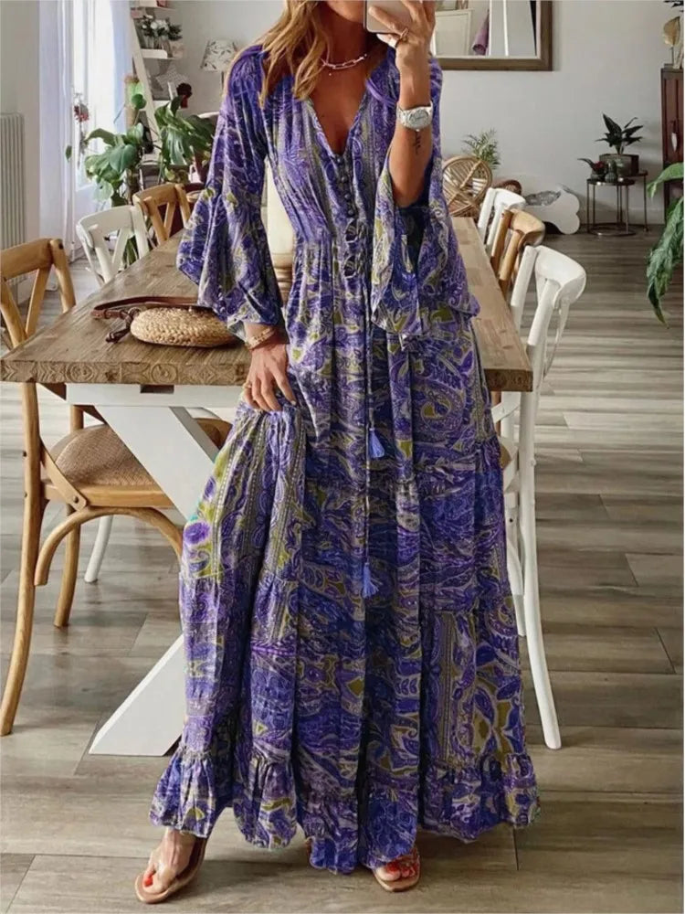 Juultje - Bohomian maxi jurk met print