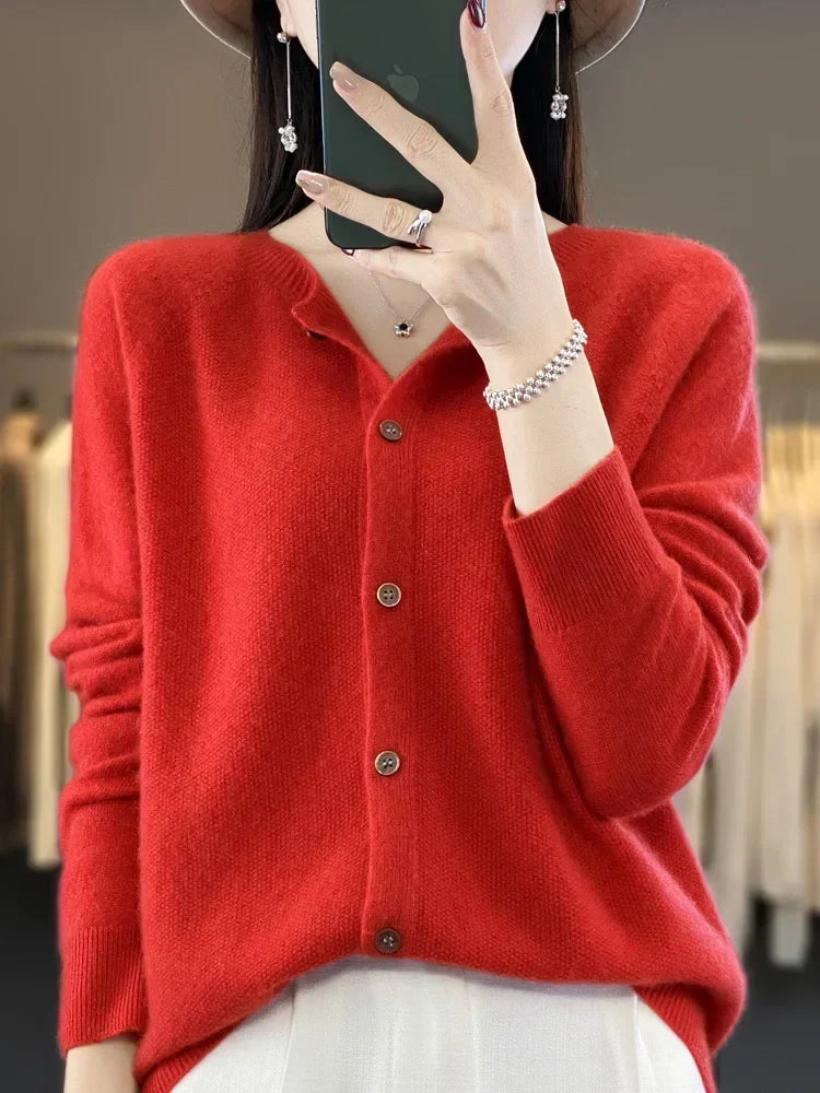 Dames Zachte Lange Mouwen Knopen Trui Cardigan