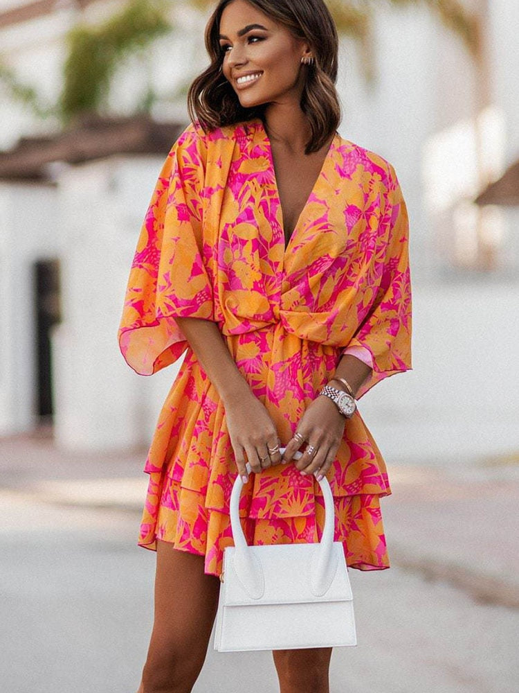 Joyce - Wijde mini jurk met zomerse flair