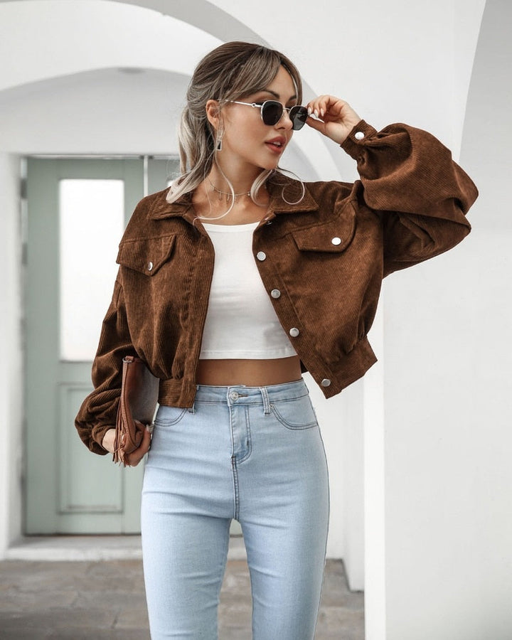Sofia | Dames Cropped Jack met Zakken en Knopen