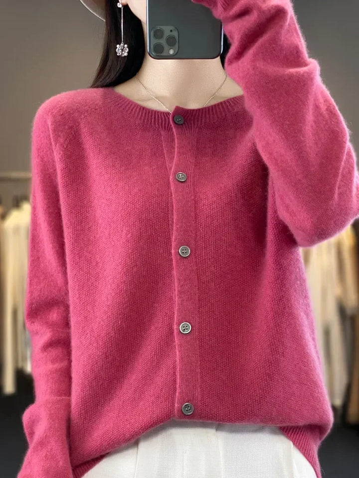 Dames Zachte Lange Mouwen Knopen Trui Cardigan