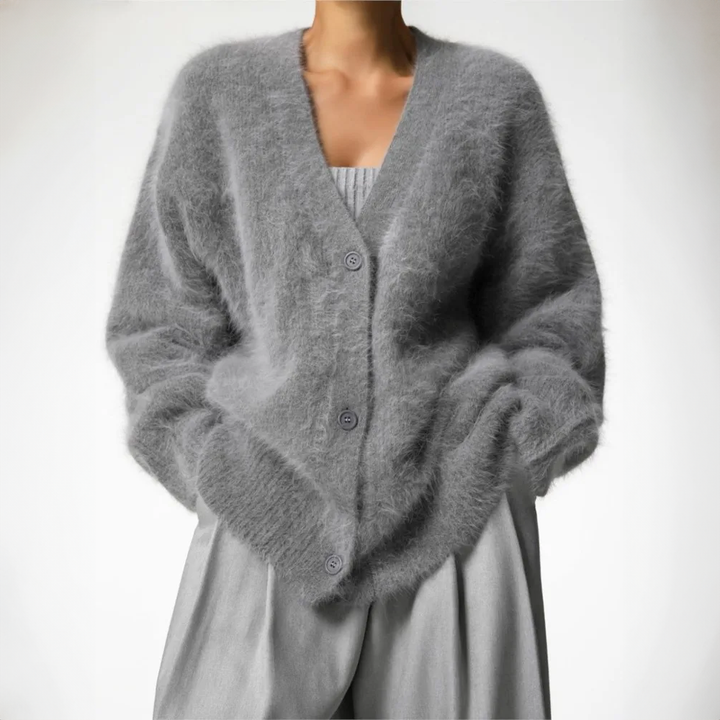 Dames Fluffy Oversized Gebreide Cardigan