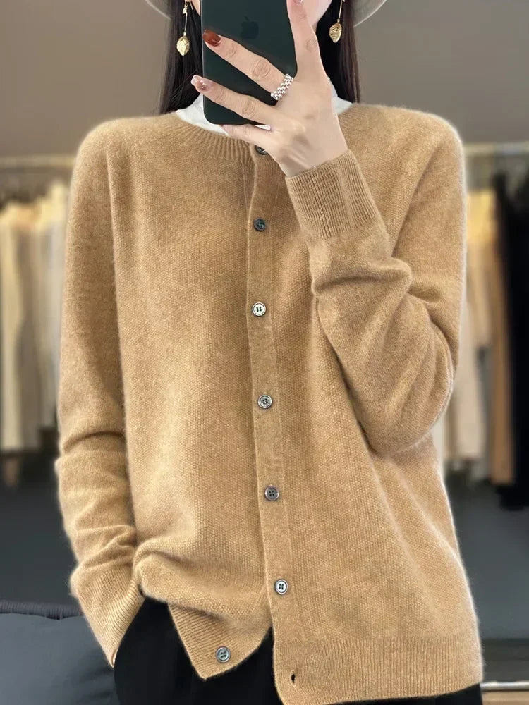 Dames Zachte Lange Mouwen Knopen Trui Cardigan