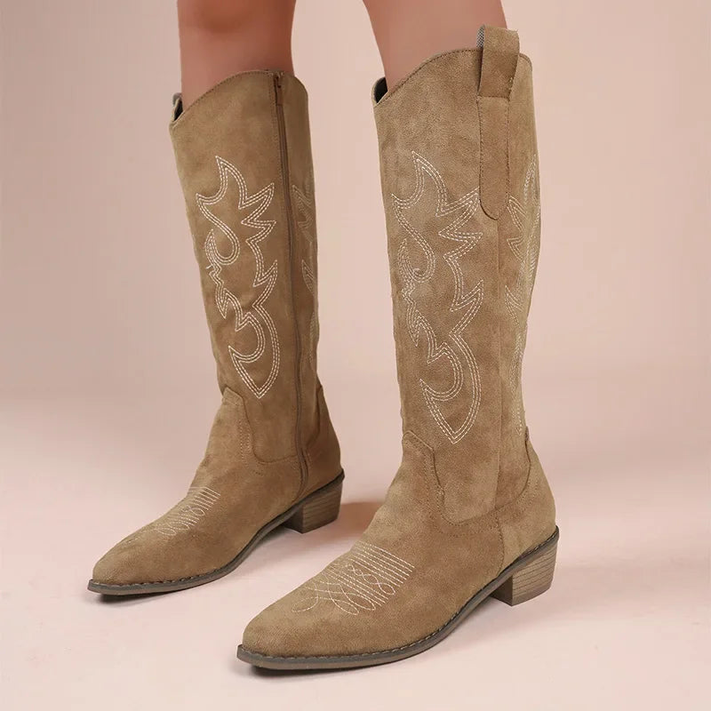Bestikte Western Cowboylaarzen met Lage Hak voor Dames