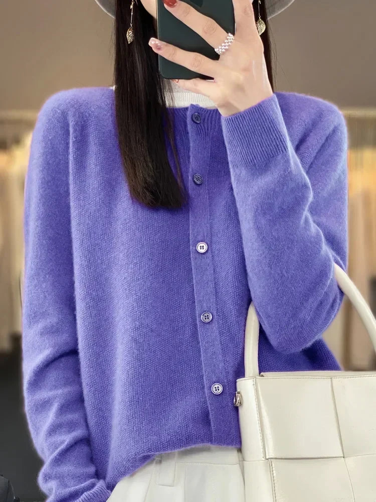 Dames Zachte Lange Mouwen Knopen Trui Cardigan