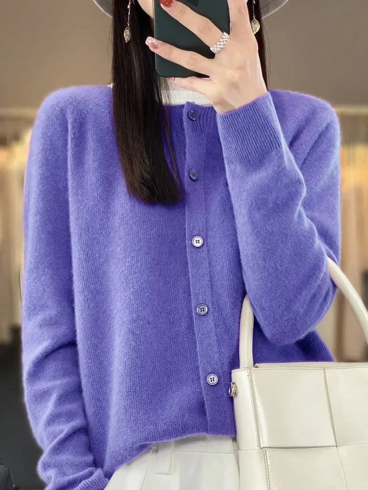 Dames Zachte Lange Mouwen Knopen Trui Cardigan