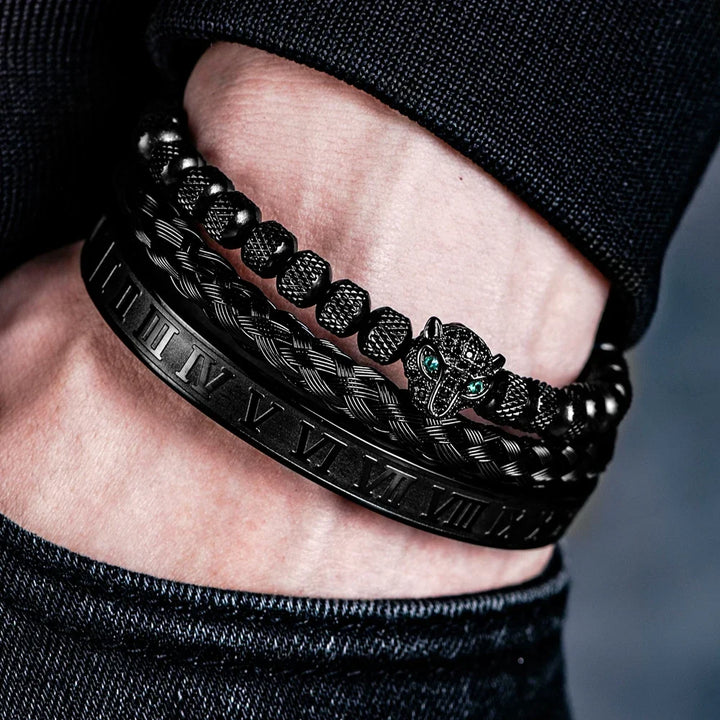 Roman Panther Drie-laags Armband Set