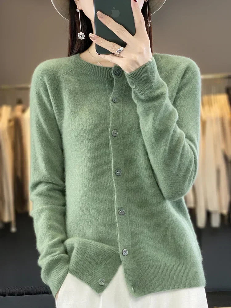 Dames Zachte Lange Mouwen Knopen Trui Cardigan