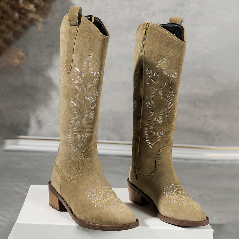 Bestikte Western Cowboylaarzen met Lage Hak voor Dames