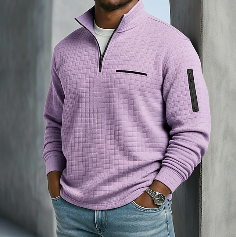 Heren Quarter-Zip Pullover Waffle Sweater