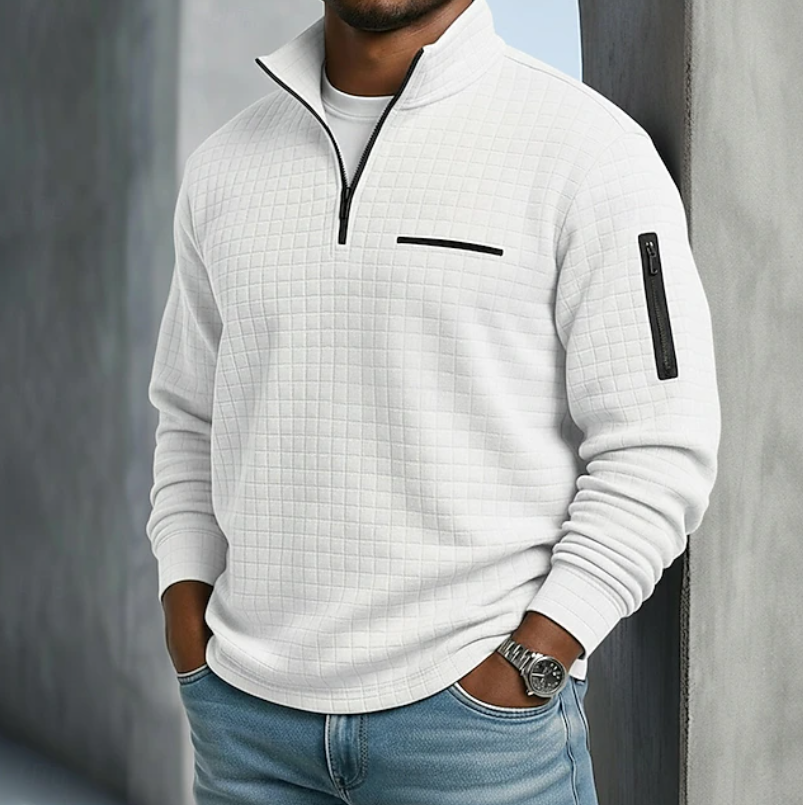 Heren Quarter-Zip Pullover Waffle Sweater