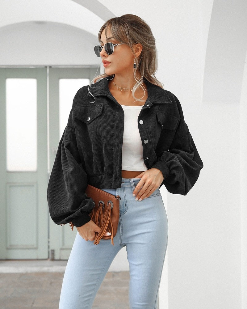 Sofia | Dames Cropped Jack met Zakken en Knopen