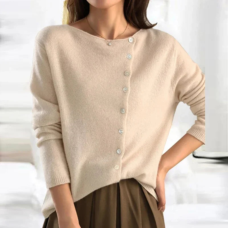 Dames Zachte Brei Knopen V-Hals Cardigan