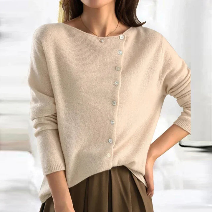 Dames Zachte Brei Knopen V-Hals Cardigan