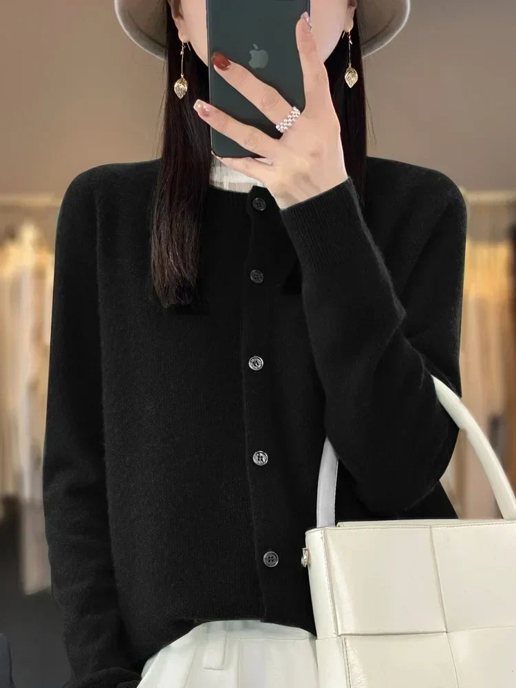 Dames Zachte Lange Mouwen Knopen Trui Cardigan